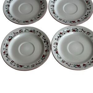 Farberware Holiday White Christmas Saucer Set of 4 #391  6.5”